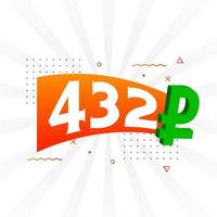 432 Ruble symbol bold text vector image. 432 Russian Ruble currency sign vector illustration