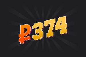 374 Russian Ruble vector currency image. 374 Ruble symbol bold text vector illustration