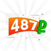 487 Ruble symbol bold text vector image. 487 Russian Ruble currency sign vector illustration