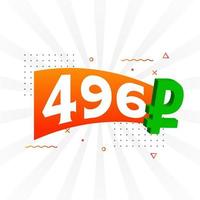 496 Ruble symbol bold text vector image. 496 Russian Ruble currency sign vector illustration