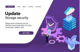 ilustración del programador de seguridad del servidor en la nube adecuado para la página de inicio, folletos, infografías y otros activos relacionados con gráficos-vector vector