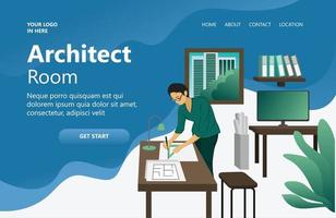 Illustration of an architect working in his office Suitable for landing page, flyers, Infographics, And Other Graphic Related Assets-vector vector