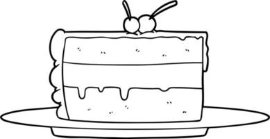 Line drawing cartoon slice of cake vector