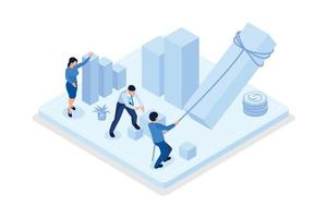 Characters having financial problems, debts and loans. People holding long bill, reading letter from collection agency and carrying debt, isometric vector modern illustration