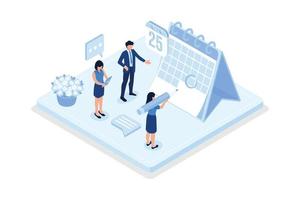 Character consulting with financial advisor, preparing and sending online tax declaration, getting tax return. Taxation concept, isometric vector modern illustration
