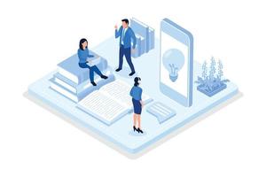 Planning schedule, Characters filling to do list and creative diary. Daily planning concept, isometric vector modern illustration