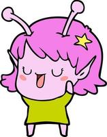 Cartoon cute alien girl vector