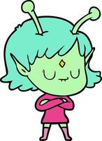 Cartoon cute alien girl vector