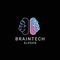 Brain  tech logo icon design template vector