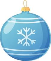 Christmas Blue snowflake traditional ball in realistic cartoon style. vector