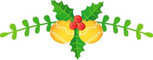 encabezado de navidad o divisor rama de pino acebo bolas de flores de campana de abeto vector