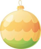 Christmas Yellow and green waves traditional ball in realistic cartoon style. vector