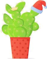 Cartoon cactus in christmas santa hat vector