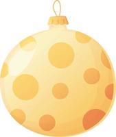 Christmas Gold with random dots net traditional ball in realistic cartoon style. vector