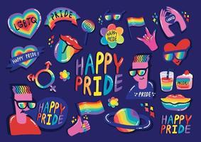 rainbow handraw pride items elements vector design