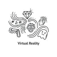 Virtual reality print. Outline vector illustration