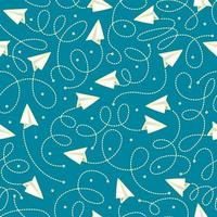 Seamless pattern with paper plane. Hand drawn vector illustration in doodle style