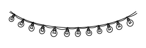 Garland with bulbs for carnival or celebration. Decor lamp garland isolated on white background. Vector illustration