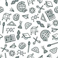 Seamless pattern on back to school topic. Vector illustration in doodle style