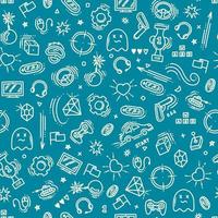 Seamless pattern of gaming objects. Vector illustration in doodle style