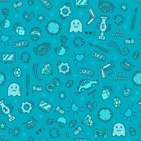 Seamless pattern of gaming objects. Vector illustration in doodle style