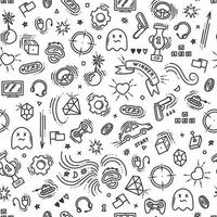 Seamless pattern of gaming objects. Vector illustration in doodle style