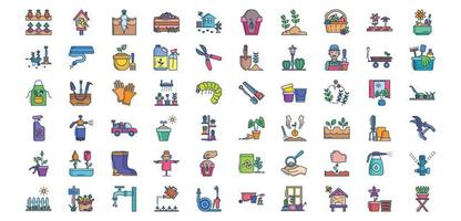 Collection of icons related to Gardening and farming, including icons like Bird house, Carrot, composting and more. vector illustrations, Pixel Perfect set