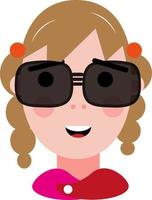 Girl with square glasses, illustration, vector on a white background.