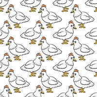 Hen pattern, seamless pattern on white background. vector