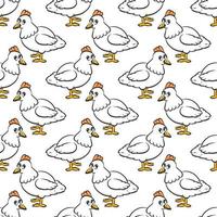 Hen pattern, seamless pattern on white background. vector