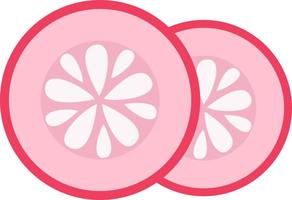 Rodajas de pepino rosa, ilustración, vector sobre un fondo blanco.