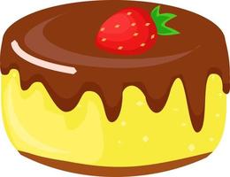 Cake with strawberry, illustration, vector on white background