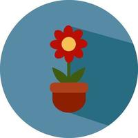 Red flower in a pot, illustration, vector on white background.