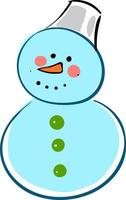 Happy snowman, illustration, vector on white background.