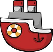 Small red ship, illustration, vector on a white background.