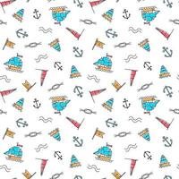 Vector line art summer seamless beach pattern. Seamless fabric or wrapping paper design.