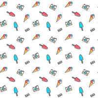 Vector line art summer seamless beach pattern. Seamless fabric or wrapping paper design.