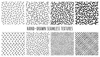 Set of seamless black and white textures vector