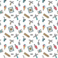 Vector line art summer seamless beach pattern. Seamless fabric or wrapping paper design.