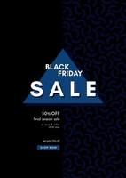 Absctract vector black friday design with doodle memphic pattern and triangle copy space. Modern banner or flyer design.