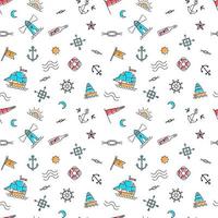 Vector line art summer seamless beach pattern. Seamless fabric or wrapping paper design.