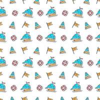 Vector line art summer seamless beach pattern. Seamless fabric or wrapping paper design.