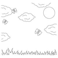 Wonderful natural landscape. Coloring book page for kids. Cartoon style. Vector illustration isolated on white background.