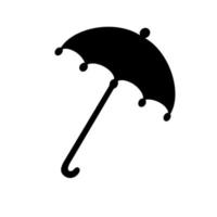 Black silhouette umbrella. Design element. Vector illustration isolated on white background. Template for books, stickers, posters, cards, clothes.