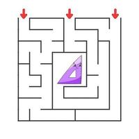 Square maze. Game for kids. Puzzle for children. cartoon character. Labyrinth conundrum. Color vector illustration. Find the right path. The development of logical and spatial thinking.