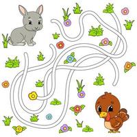 Funny maze for kids. Puzzle for children. cartoon character. Labyrinth conundrum. Color vector illustration. Find the right path.