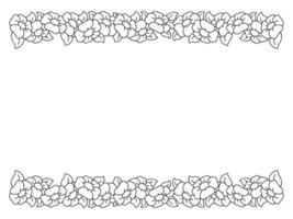 Beautiful flower frame. Coloring page. Design element for greeting card, wedding invitation, birthday. Vector illustration isolated on white background.