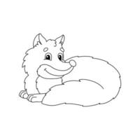 Cute fox. Coloring book page for kids. Cartoon style character. Vector illustration isolated on white background.