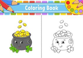 Coloring page for kids. cartoon character. Vector illustration. Black contour silhouette. Isolated on white background. St. Patrick's day.