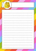 Lined sheet template. Handwriting paper. For diary, planner, checklist, wish list. Back to school theme. Vector illustration.